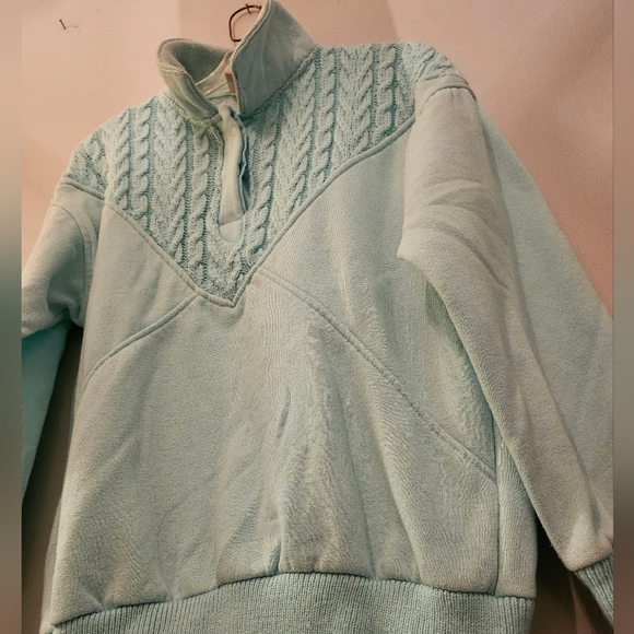 Vintage Lady Footlocker Light Turquoise Half Zip Sweater | Size Medium - Picture 4 of 10